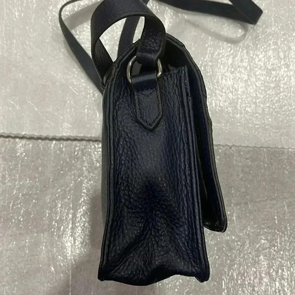 Aimee  Kestenberg Blue Pebble Leather Suede Crossbody Handbag magnet closure - Picture 13 of 15